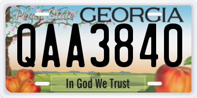 GA license plate QAA3840