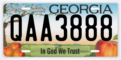 GA license plate QAA3888