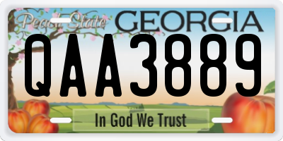 GA license plate QAA3889