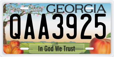 GA license plate QAA3925