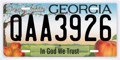 GA license plate QAA3926
