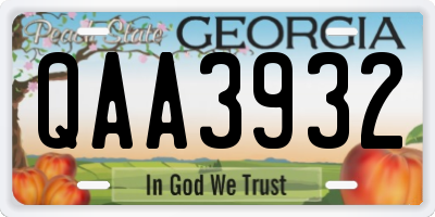 GA license plate QAA3932