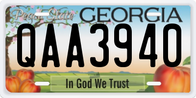 GA license plate QAA3940