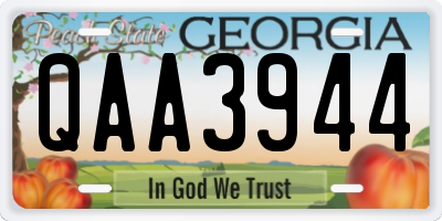 GA license plate QAA3944