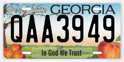 GA license plate QAA3949