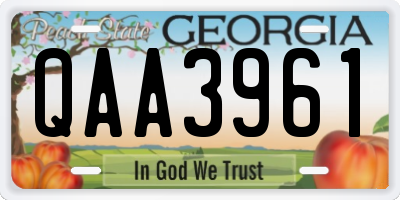GA license plate QAA3961