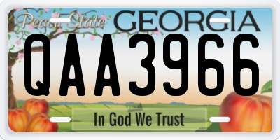 GA license plate QAA3966