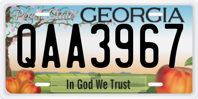 GA license plate QAA3967