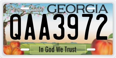 GA license plate QAA3972