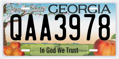 GA license plate QAA3978