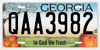 GA license plate QAA3982