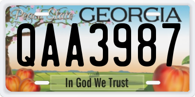 GA license plate QAA3987