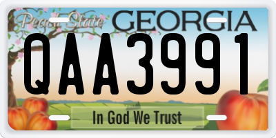 GA license plate QAA3991