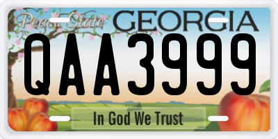 GA license plate QAA3999