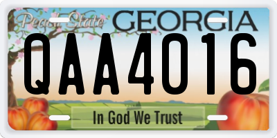 GA license plate QAA4016