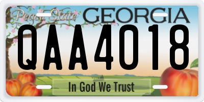 GA license plate QAA4018