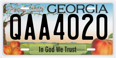 GA license plate QAA4020