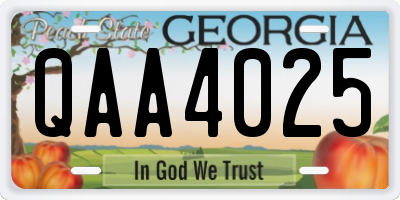 GA license plate QAA4025