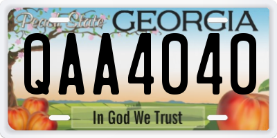 GA license plate QAA4040