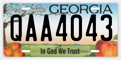 GA license plate QAA4043