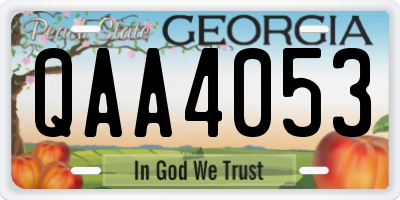 GA license plate QAA4053