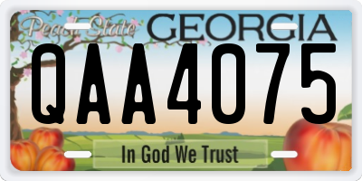 GA license plate QAA4075