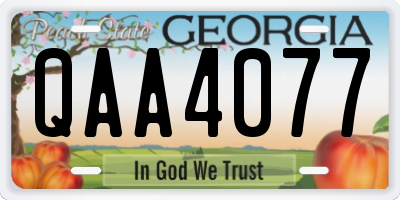 GA license plate QAA4077
