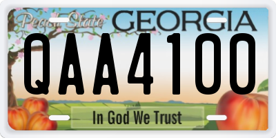 GA license plate QAA4100