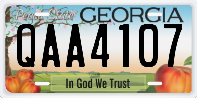 GA license plate QAA4107