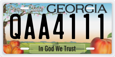 GA license plate QAA4111
