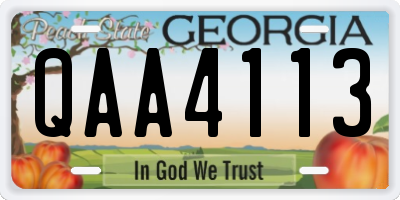 GA license plate QAA4113