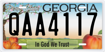 GA license plate QAA4117