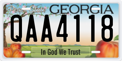 GA license plate QAA4118
