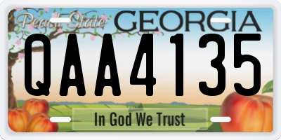 GA license plate QAA4135
