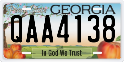 GA license plate QAA4138