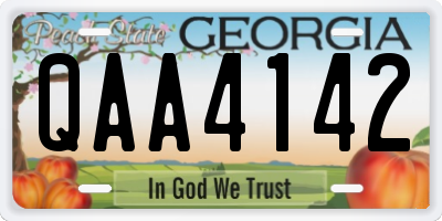 GA license plate QAA4142