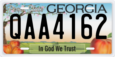 GA license plate QAA4162