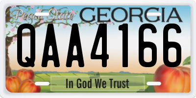 GA license plate QAA4166