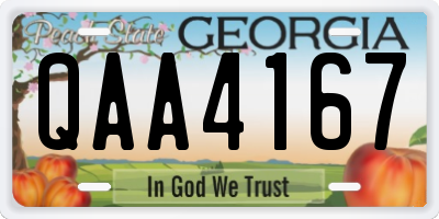 GA license plate QAA4167