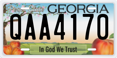 GA license plate QAA4170