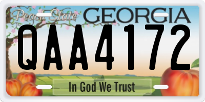 GA license plate QAA4172