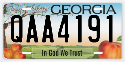GA license plate QAA4191