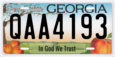 GA license plate QAA4193