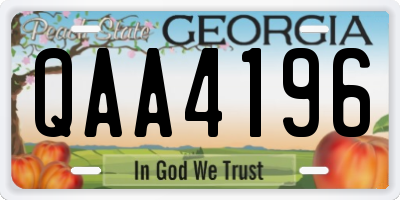 GA license plate QAA4196