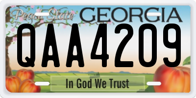 GA license plate QAA4209