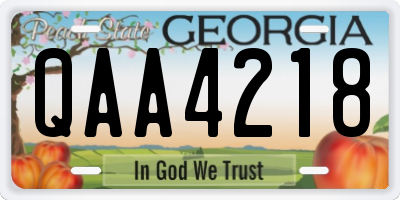 GA license plate QAA4218