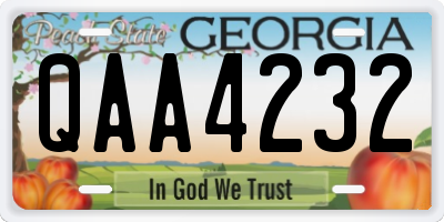 GA license plate QAA4232