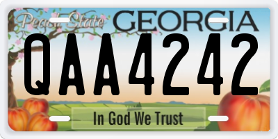 GA license plate QAA4242