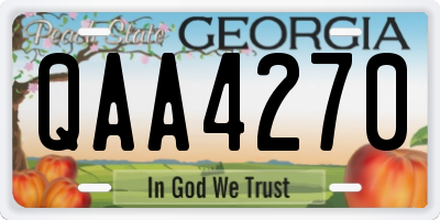 GA license plate QAA4270