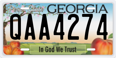 GA license plate QAA4274